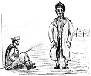 Dessin illustrant le texte de Pierre Bloch sur "les cloches". Prison militaire de Mauzac.