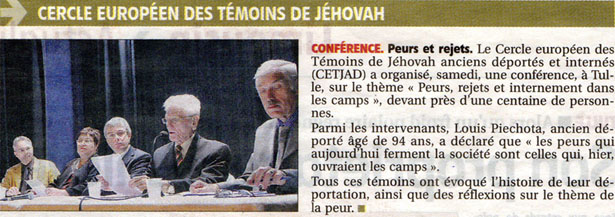 Journal La Montagne, Tulle, Corrèze. Conférence CETJAD du 28 janvier 2012.