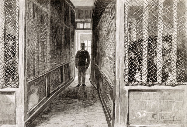 Prison Saint-Lazare, le parloir de la prison en 1902.