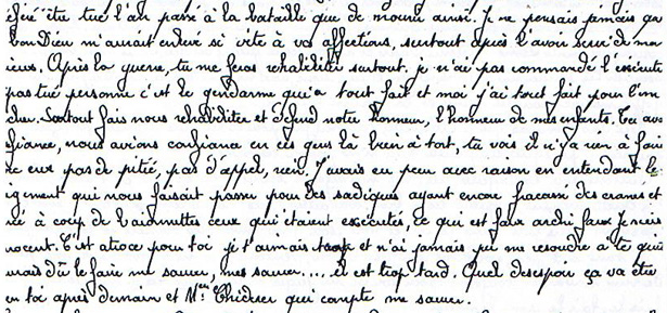 Extrait de la lettre de François Molet, fusillé au Mont Valérien, le 7 avril 1942 - Recto